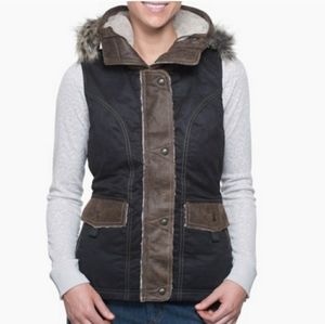 Kuhl Artik Down Womens Vest black/raven and brown size large
